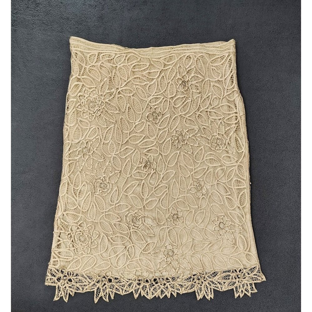 Vtg 2X Silken Poetry Skirt Eyelet Overlay Ivory Floral Sheer Lace Ethereal Fairy